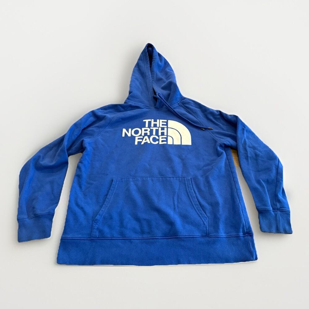 The North Face Womens Trivert Half Dome Blue Pullover Hooded Sweatshirt Size L